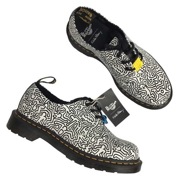 Rare Dr. Martens x Keith Haring Abstract 1461 Printed Leather Oxford Shoes Sz 9